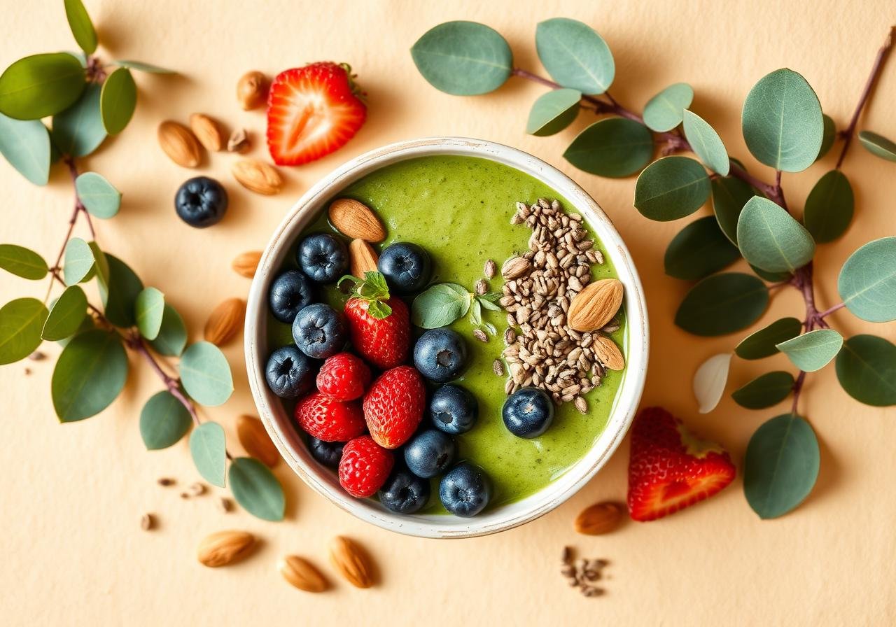 Bowl saludable con frutas y semillas