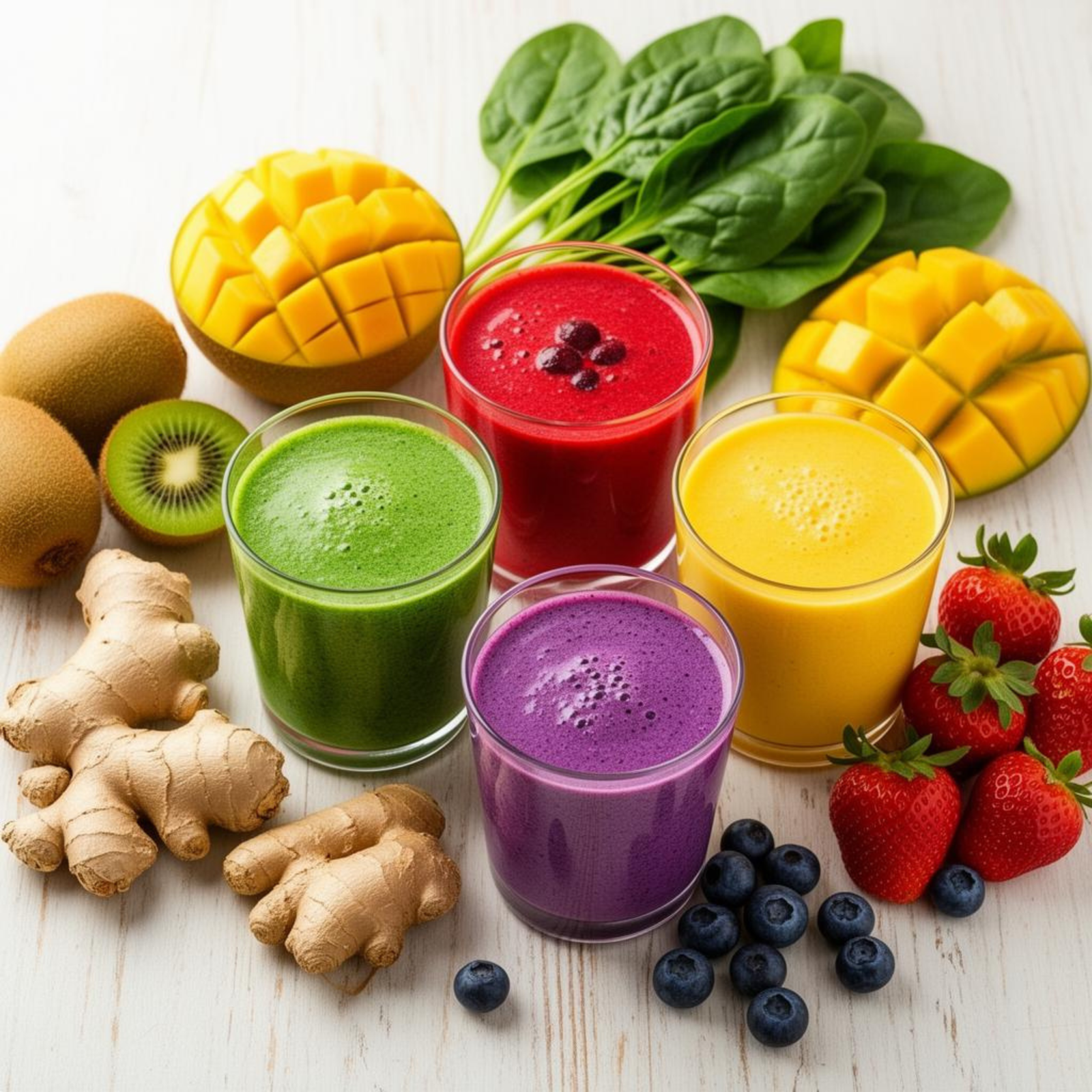 Batidos naturales coloridos para desintoxicar y energizar