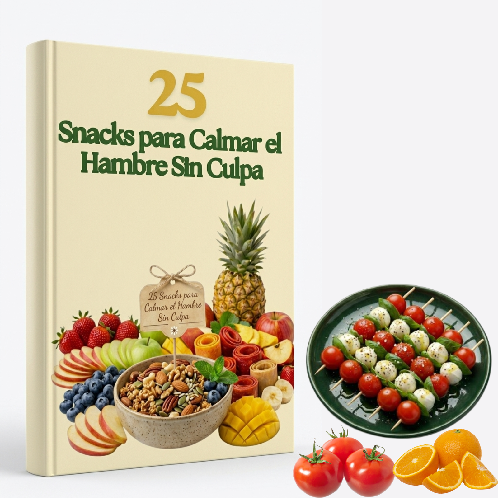 Mockup del ebook 25 Snacks para Calmar el Hambre Sin Culpa